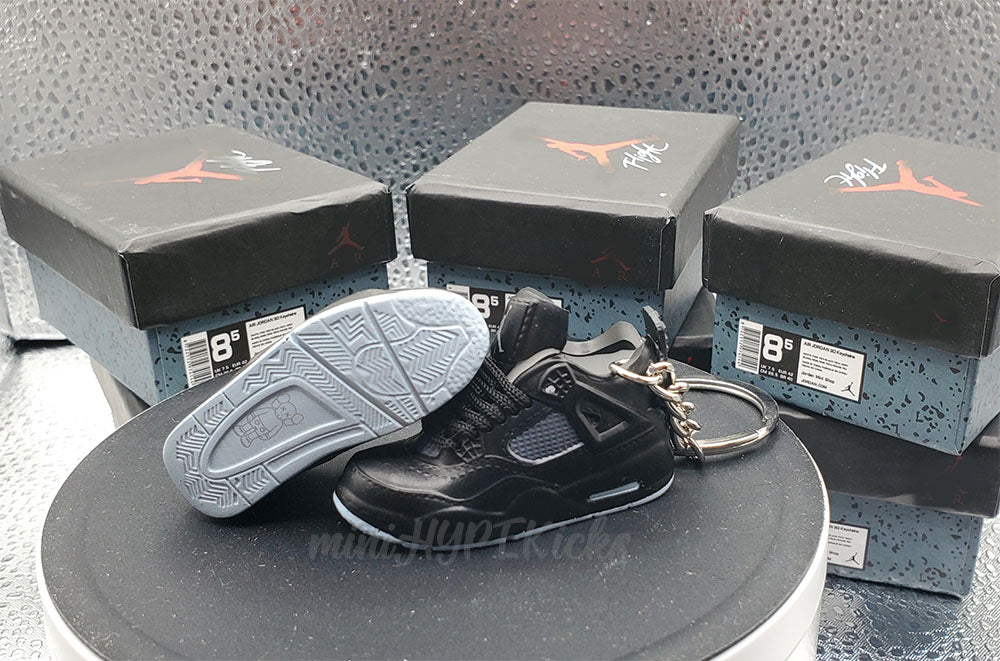 Mini 3D AJ4 Black Cat Sneaker Keychain